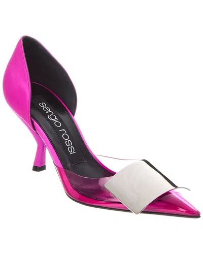 Sergio Rossi 76 Satin & Vinyl Pump In Pink