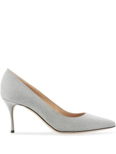 SERGIO ROSSI 76MM GLITTERED POINTED-TOE PUMPS
