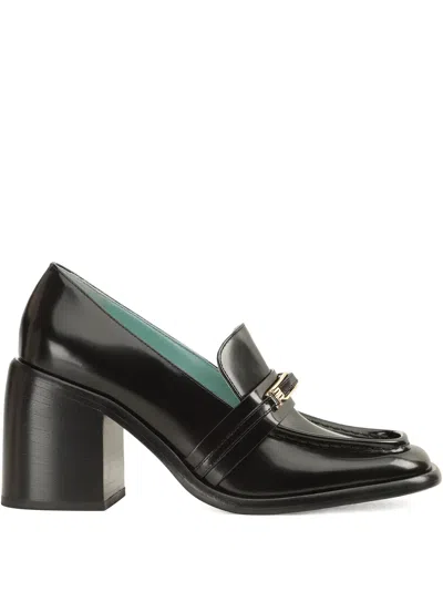 Sergio Rossi 80mm Bitt Leather Loafer In Black