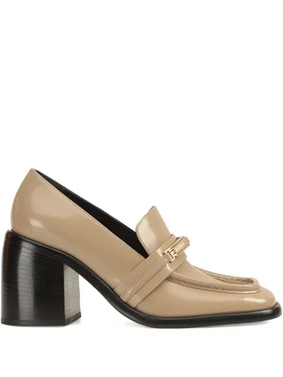 Sergio Rossi 80mm Bitt Leather Loafer In Brown