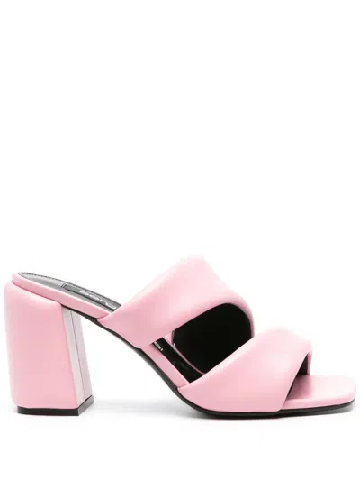 Sergio Rossi Padded Light Pink Nappa Leather Double-strap Sandals
