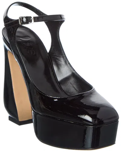 Sergio Rossi 85 Patent Platform Sandal In Black