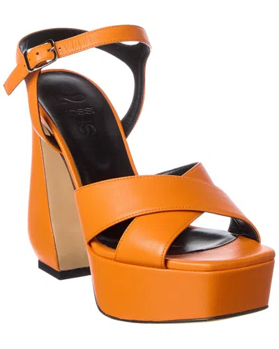 Sergio Rossi 90 Leather Platform Sandal In Orange