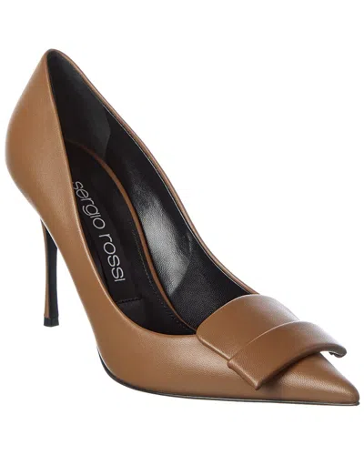 Sergio Rossi 90 Leather Pump In Brown