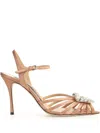 Sergio Rossi Pointed Toe High Heel Sandals In 褐色