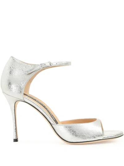 Sergio Rossi 90mm Godiva Sandals In Silver