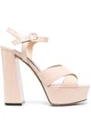 Sergio Rossi 90mm Platform Sandals With Crossover Straps And Buckle Detail In Pink