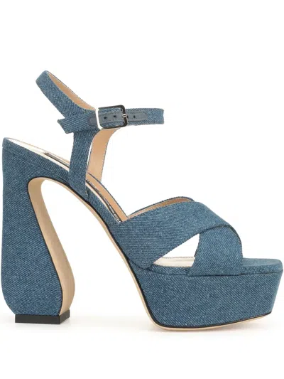 Sergio Rossi 90mm Si Rossi Sandals In Blue