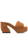 Sergio Rossi Chunky-heel Suede Mules In Brown