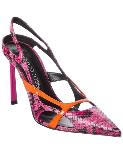 Sergio Rossi 95 Snakeskin Pump In Pink