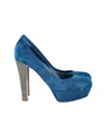 Sergio Rossi Accent Heel Pumps In Blue Suede In Blue