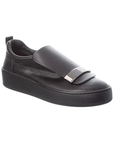 Sergio Rossi Addict Leather Slip-on Sneaker In Black