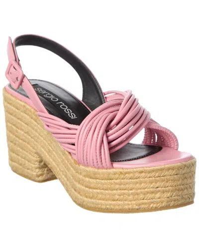 Sergio Rossi Akida 50 Leather Platform Sandal In Multi