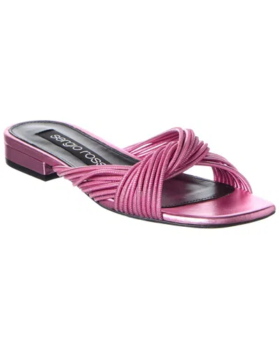 Sergio Rossi Akida Leather Sandal In Pink