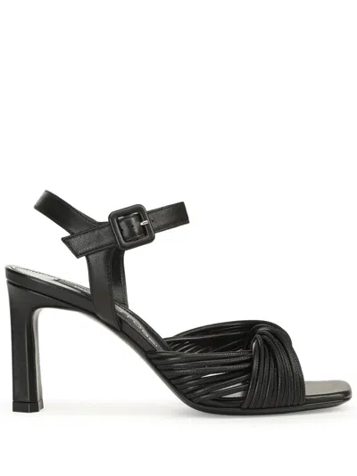 Sergio Rossi Akida Twist-detailed Leather Sandals In Black