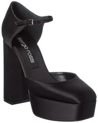 Sergio Rossi Alicia 80 Satin Platform Pump In Black