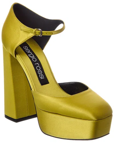 Sergio Rossi Alicia 80 Satin Platform Pump In Yellow