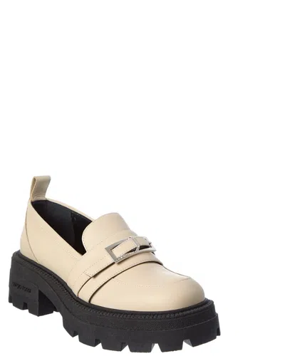 Sergio Rossi Alicia 90 Leather Platform Loafer In Neutral