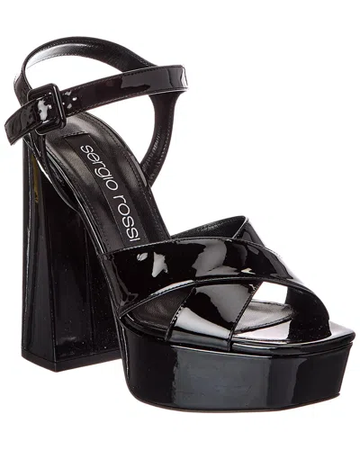 Sergio Rossi Alicia 90 Patent Platform Sandal In Black