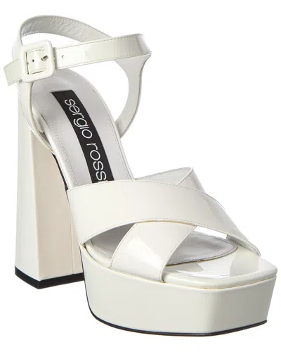 Sergio Rossi Alicia 90 Patent Platform Sandal In White