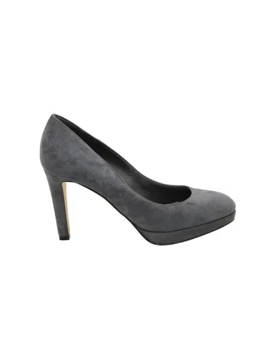 Sergio Rossi Almond Toe Pumps In Grey Suede