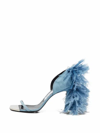 Pre-owned Sergio Rossi Amazona Denim Sandals In Blue