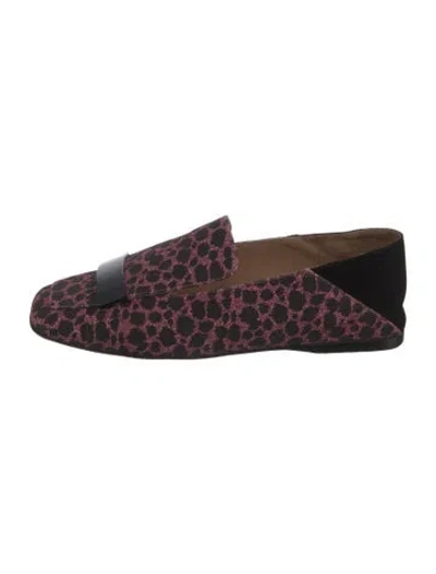 Pre-owned Sergio Rossi Animal Print Loafers In Burgundy