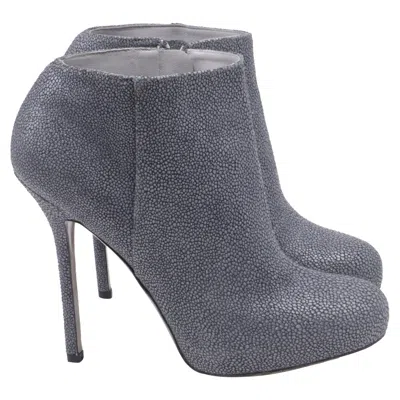 Sergio Rossi Ankle Boots In Grey Leather In Gray