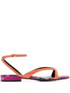 Sergio Rossi Ankle-strap Flat Sandals In Orange