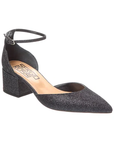 Sergio Rossi Ankle Strap Glitter Pump In Black