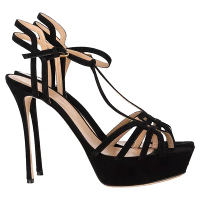 Sergio Rossi Aquazzura Ankle Strap Platform Sandals In Black Suede