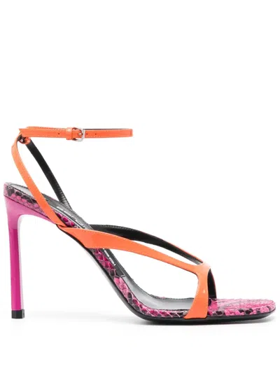 Sergio Rossi Strappy Leather Sandals In Orange