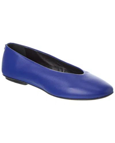 Sergio Rossi Arc Leather Flat In Blue