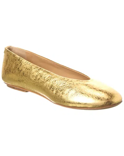 Sergio Rossi Arc Leather Flat In Gold
