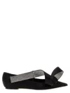 Sergio Rossi Bow Embellished Pointed Toe Ballet Flats In Black