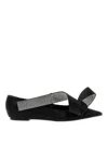 Sergio Rossi Bow Embellished Pointed Toe Ballet Flats In Black