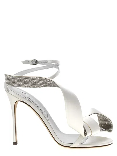 Sergio Rossi Area Marquise Satin Sandals In White