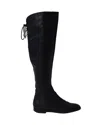 Sergio Rossi Back Thigh Lace Knee High Boots In Black Leather In Black