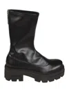 Sergio Rossi Chunky Sole Leather Mid-calf Round Toe Booties In Black