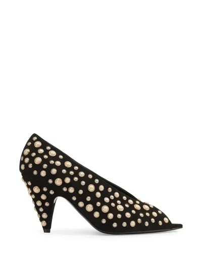 Sergio Rossi Beak Pearl-embellished Heeled Pumps In Black