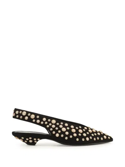 Sergio Rossi Beak Pearl-embellished Slingback Pumps In Black