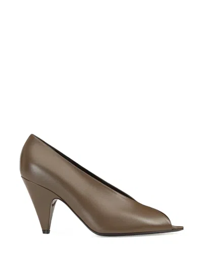 Sergio Rossi Beak Peep-toe Pumps In Brown