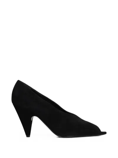 Sergio Rossi Beak Peep V-vamp Pumps In Black