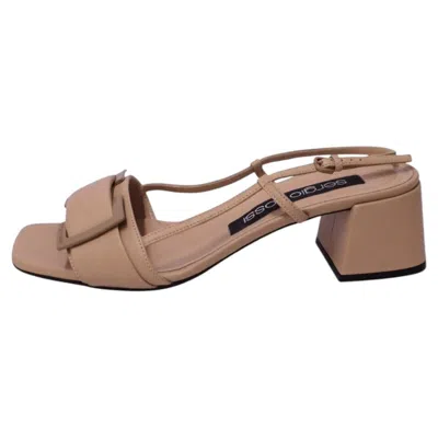 Pre-owned Sergio Rossi Beige Leather Block Heel Sandals - Eu 39 In Brown