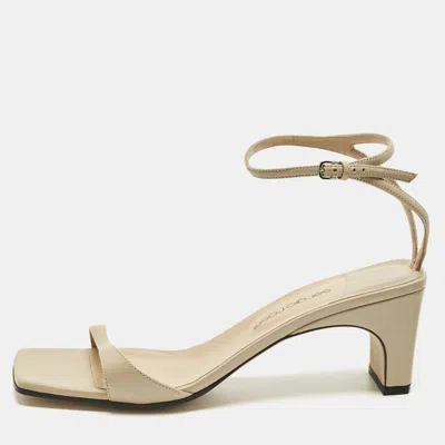 Pre-owned Sergio Rossi Beige Leather Grazie Ankle Strap Sandals Size 40