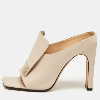 Sergio Rossi Beige Leather Mules In Neutral