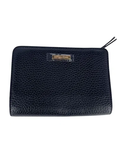 Sergio Rossi Bifold Zip Wallet In Black Leather