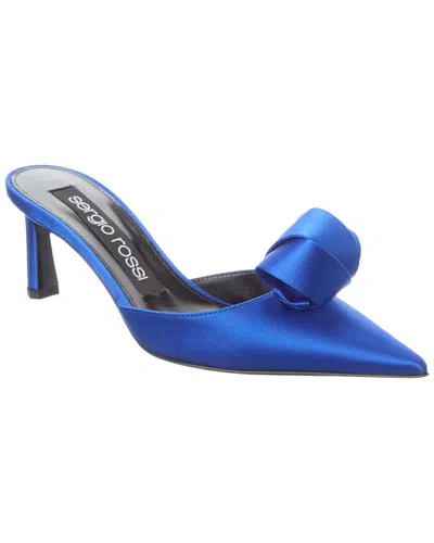 Sergio Rossi Bigoudi Satin Mule In Blue