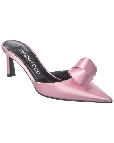 Sergio Rossi Bigoudi Satin Mule In Pink