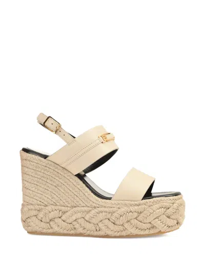 Sergio Rossi Bitt Buckle Plaited Sandals In Gold